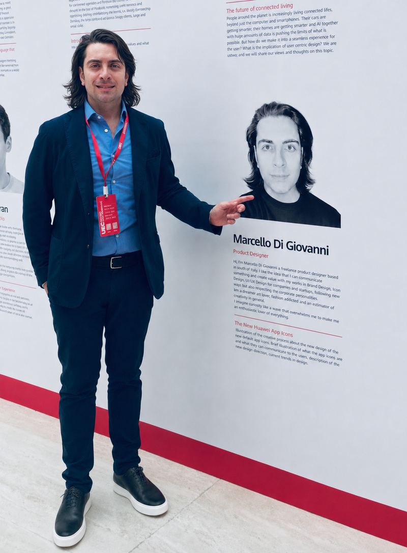 At the Huawei UEC conference, 2019, next to the speaker panel